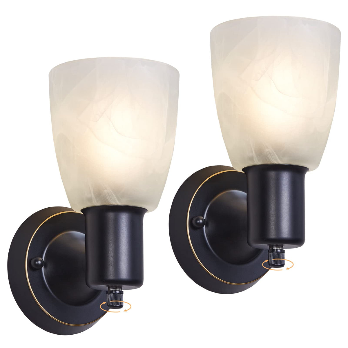 EJIAXIN wall sconce in matte black with frosted glass for bathroom lighting.