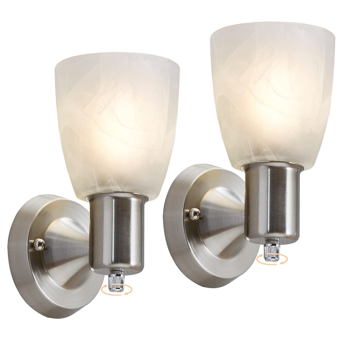 EJIAXIN wall sconces set of 2 in brushed nickel with frosted glass for modern bathrooms.