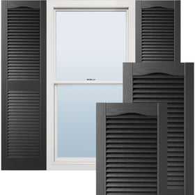 Ekena Millwork Lifetime Vinyl open louver shutter with center mullion in black