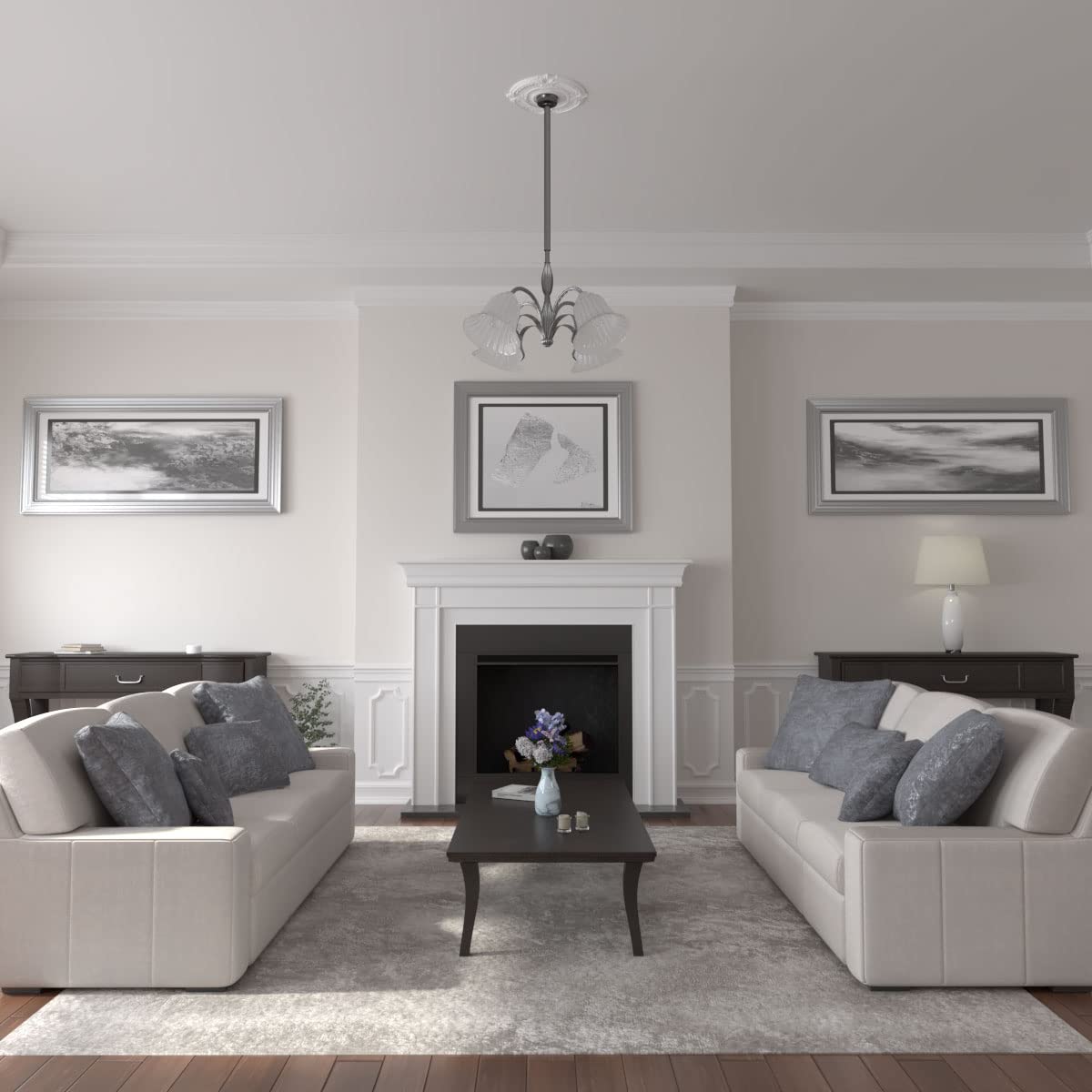 Attica ceiling medallion canopy 5in accommodates canopy hardware