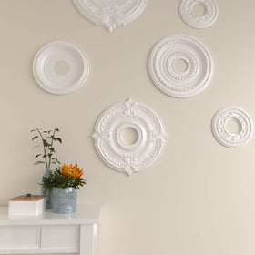 Paint-ready Attica medallion primed and ready for finish