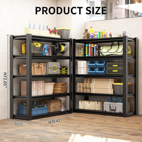 EKJ heavy-duty shelving unit side profile showing solid construction and rust-resistant coating.
