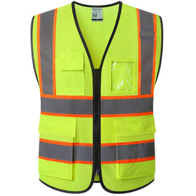 Ekkosafety Reflective Mesh Vest with front zipper for quick access and safety.
