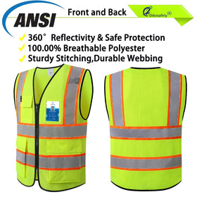 Ekkosafety Vest left shoulder microphone tab for on site coordination.