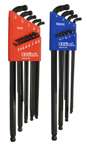 EKLIND 17222 double-ball-hex L-key set with extended reach for difficult fasteners.