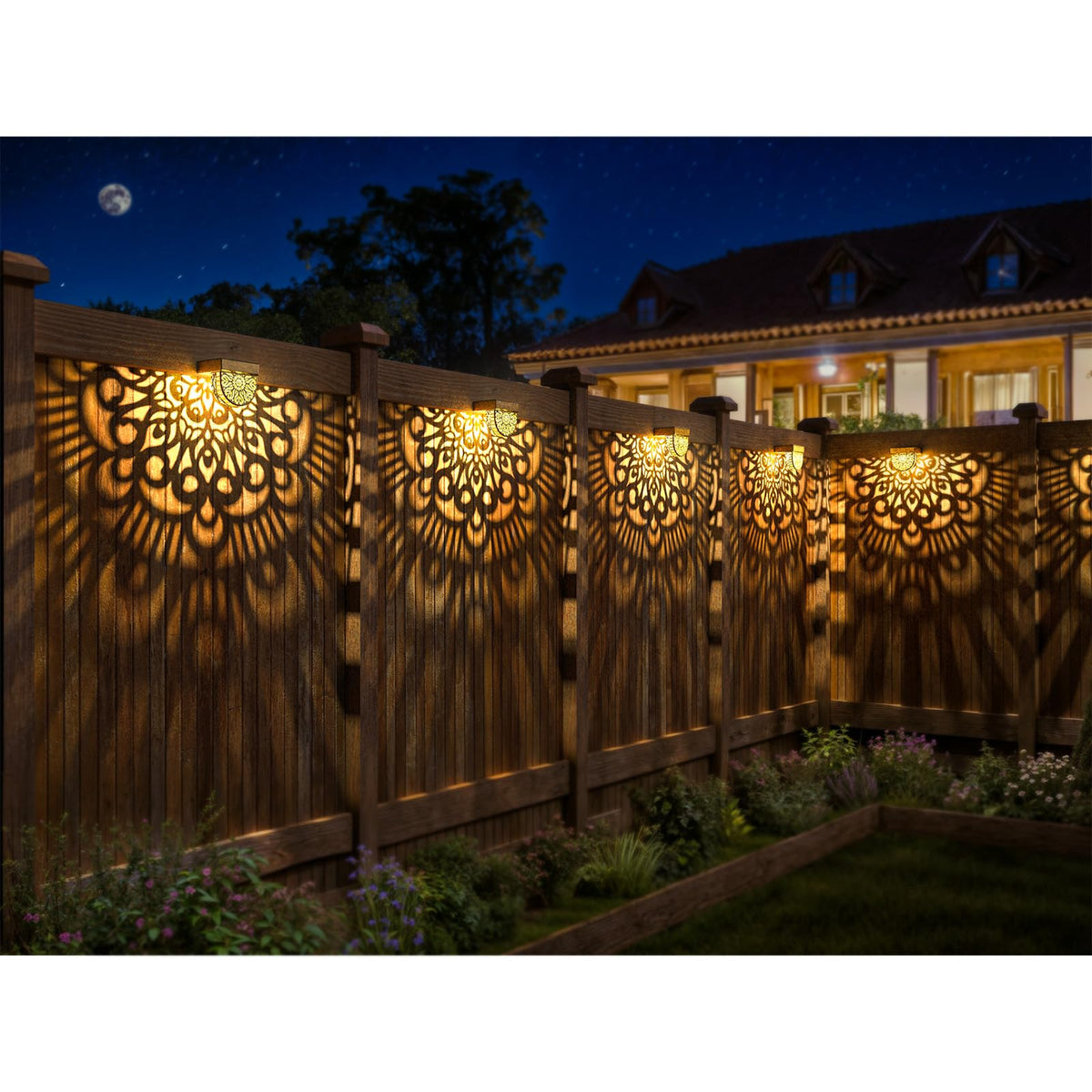 EKQ garden yard post lights enhance fences with a subtle glow.