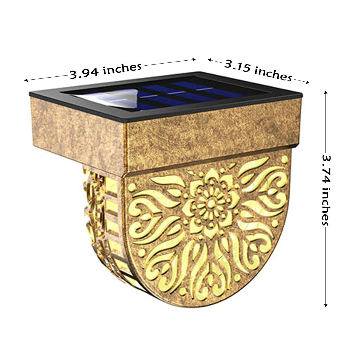 EKQ gold plastic solar fence light blends with outdoor decor.