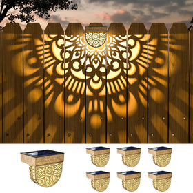 EKQ mandala pattern fence light adds ambient garden decoration.