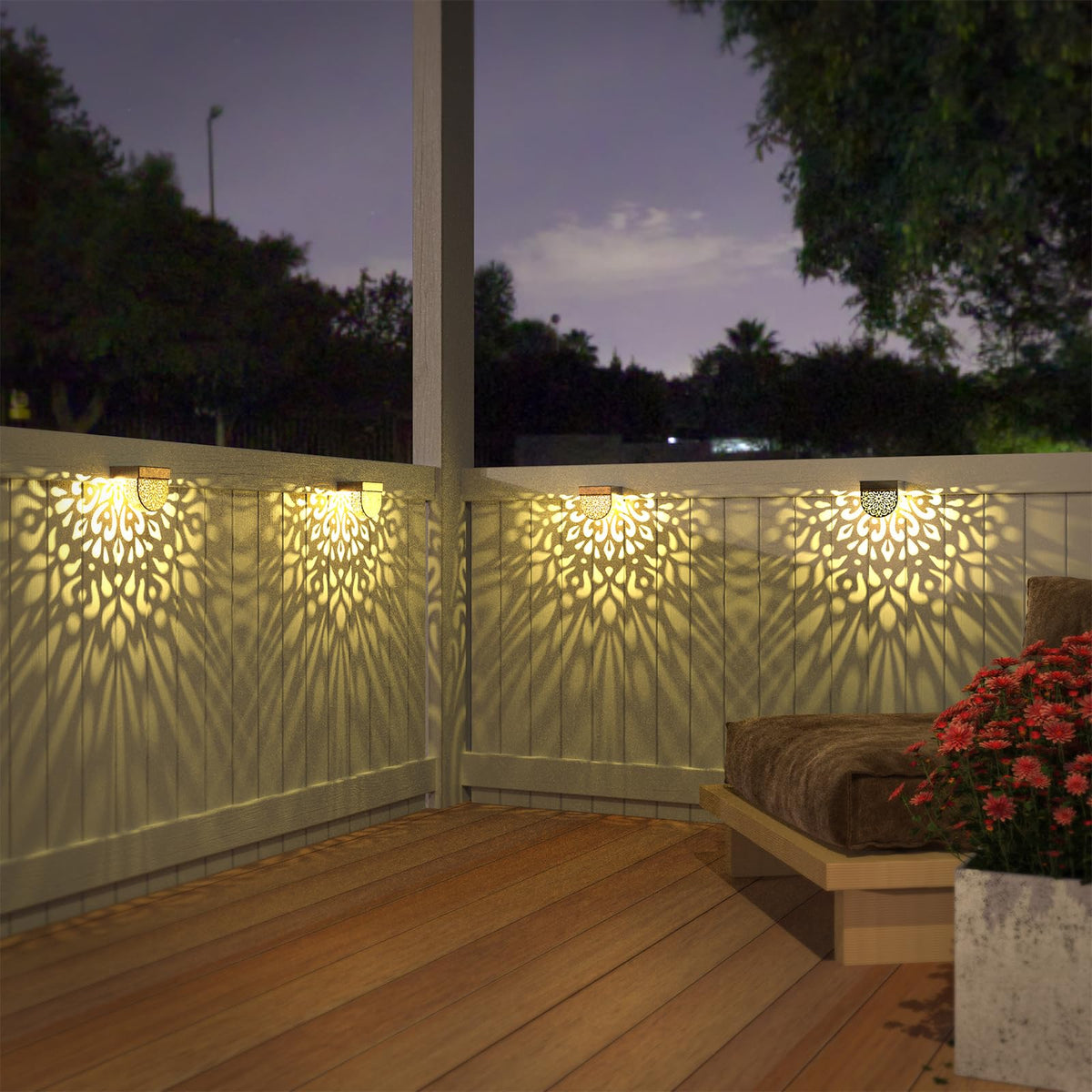 EKQ Ni-MH battery powered fence lights provide hours of eco-friendly glow.