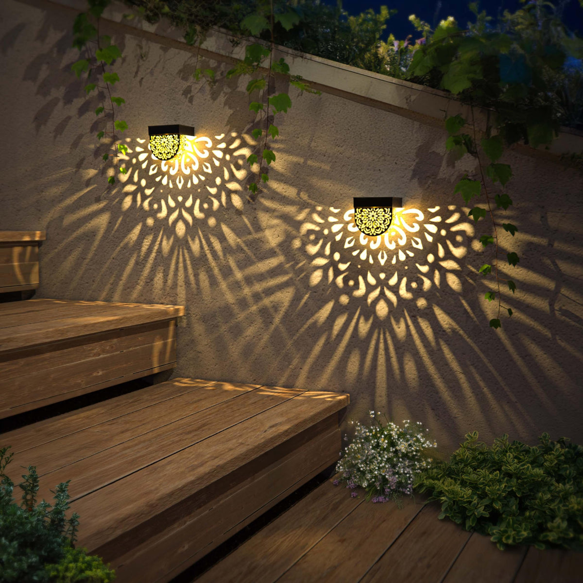 EKQ solar garden lights brighten walkways with outdoor illumination