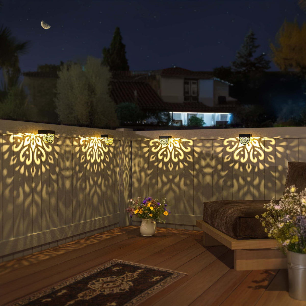 EKQ solar wall lights add ambient warmth for entryways