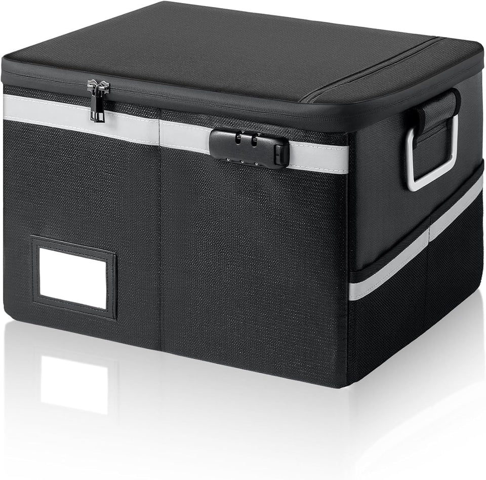 Ekunivers fireproof waterproof document box with lock protects important papers from fire and water.
