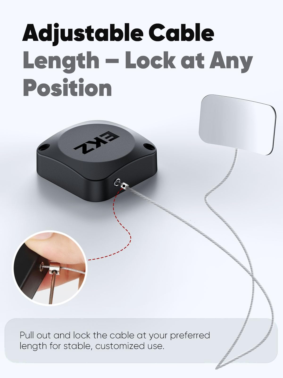 EKZ tether keeps a tablet accessible while in use.
