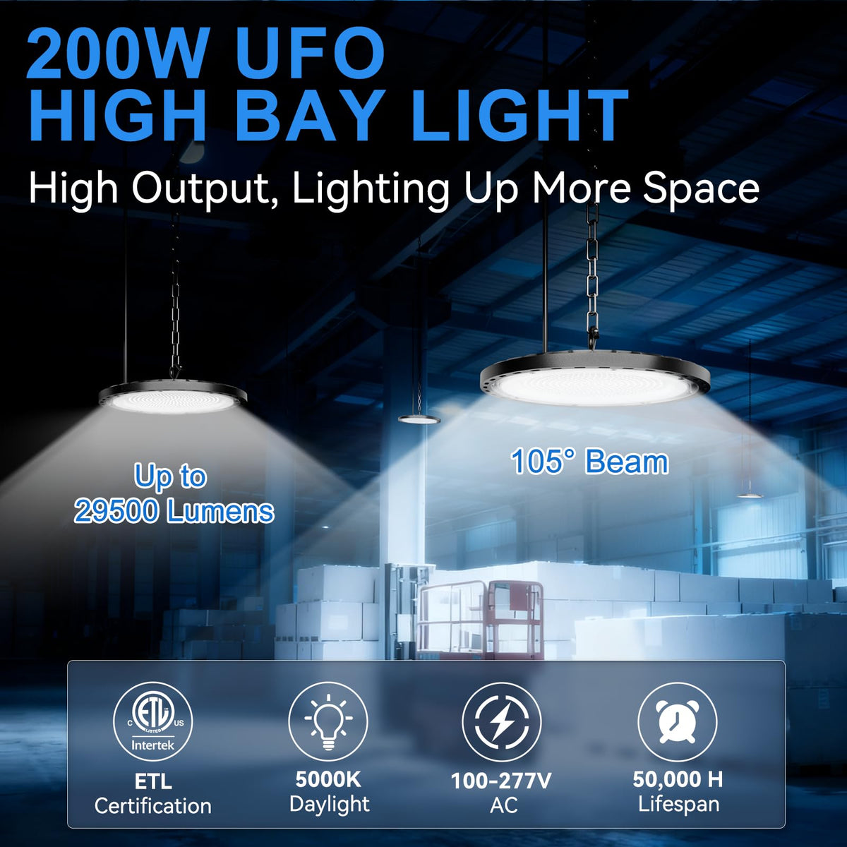 Elaruslux 5000K daylight output enhances inventory visibility and color accuracy.