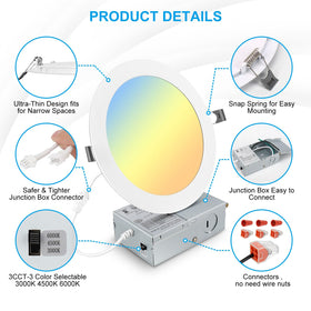 Elaruslux 7-inch ultra-thin LED downlight canless wafer design for flat ceilings