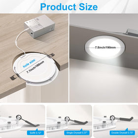 Elaruslux 7-inch ultra-thin LED downlight 0.3-inch profile integrated with junction box