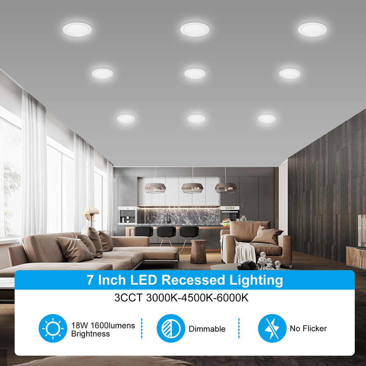 Elaruslux 7-inch ultra-thin LED downlight included mounting hardware and template for easy install