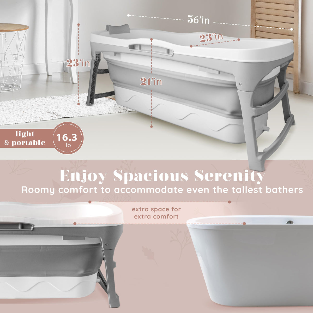 ELDERFLOWER & BERRIES compact-foldable tub for travel and small spaces