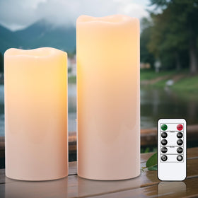 Eldnacele 8-inch pillar candle with remote for outdoor ambiance