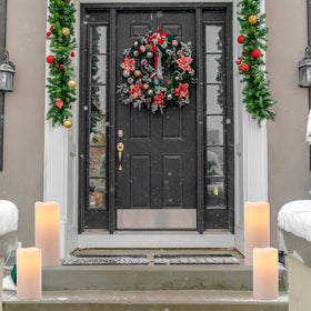Eldnacele outdoor porch setup featuring flameless candles