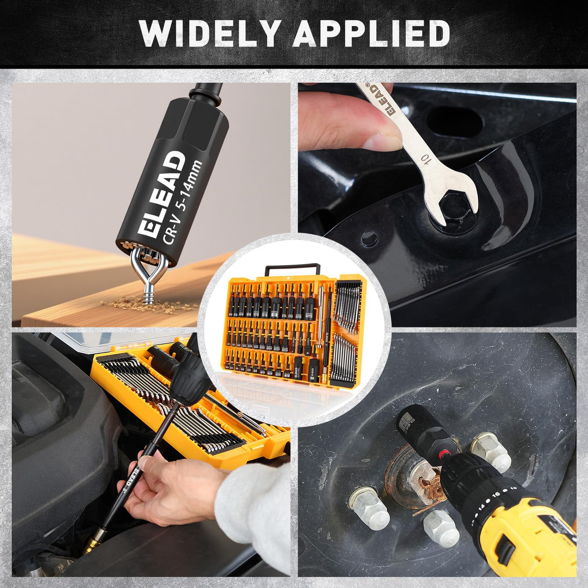 ELEAD 1/4-inch quick-change bit extension speeds tool changes.