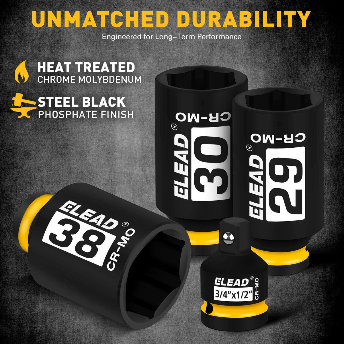 ELEAD 31mm deep impact socket enhances torque without rounding