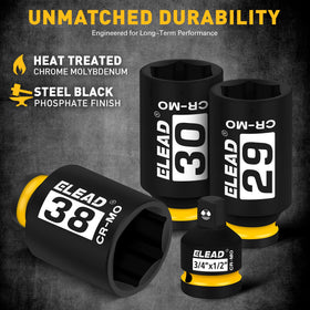 ELEAD 31mm deep impact socket enhances torque without rounding