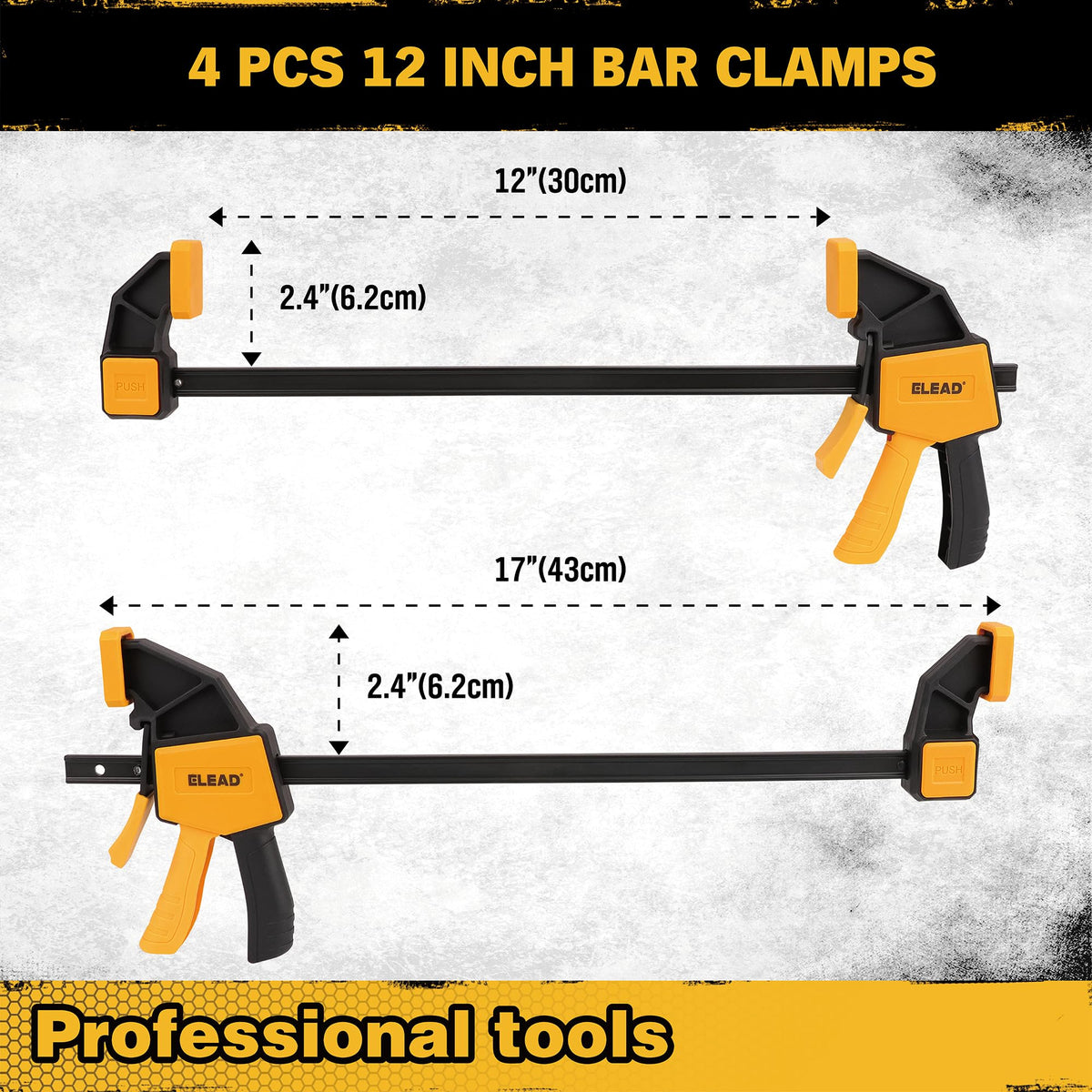 ELEAD 12-inch bar clamp nylon body demonstrates durable holding strength