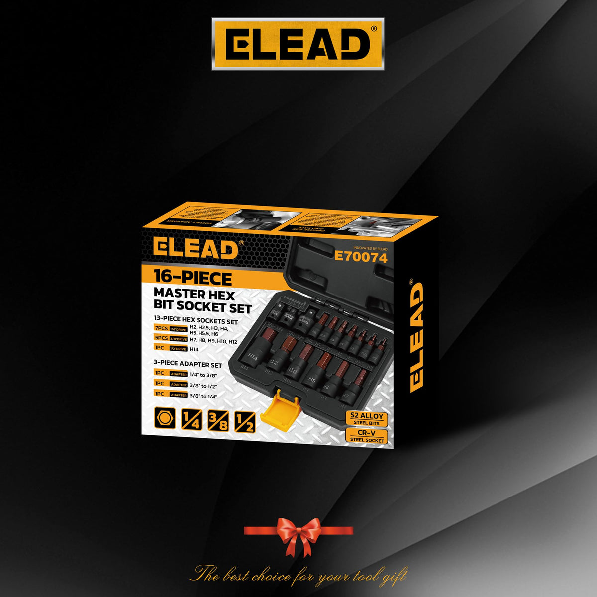 ELEAD hex bit socket set, 14mm drive for larger fasteners.