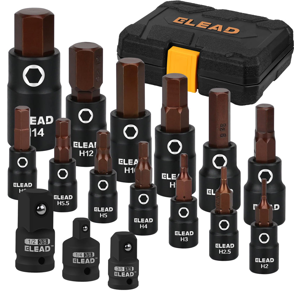ELEAD 16-piece hex bit socket set, 2mm drive for tight spaces.