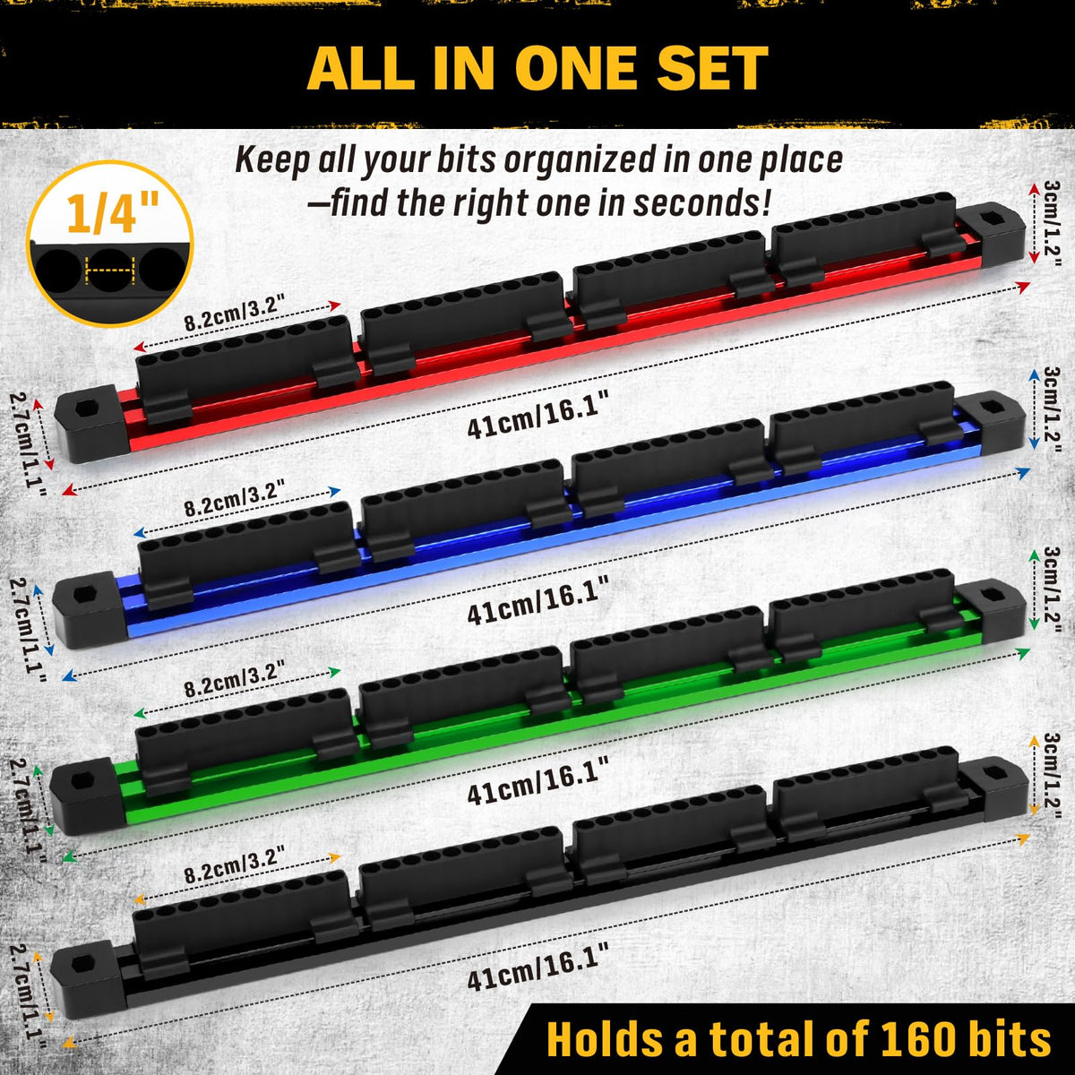 ELEAD 160-slot holder with durable aluminum rail for heavy use