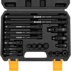 ELEAD 18-piece impact socket extension set with 1/4 drive for tight spaces and fast access.