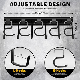 ELEAD 20 adjustable non-slip hooks keep shovels organized.