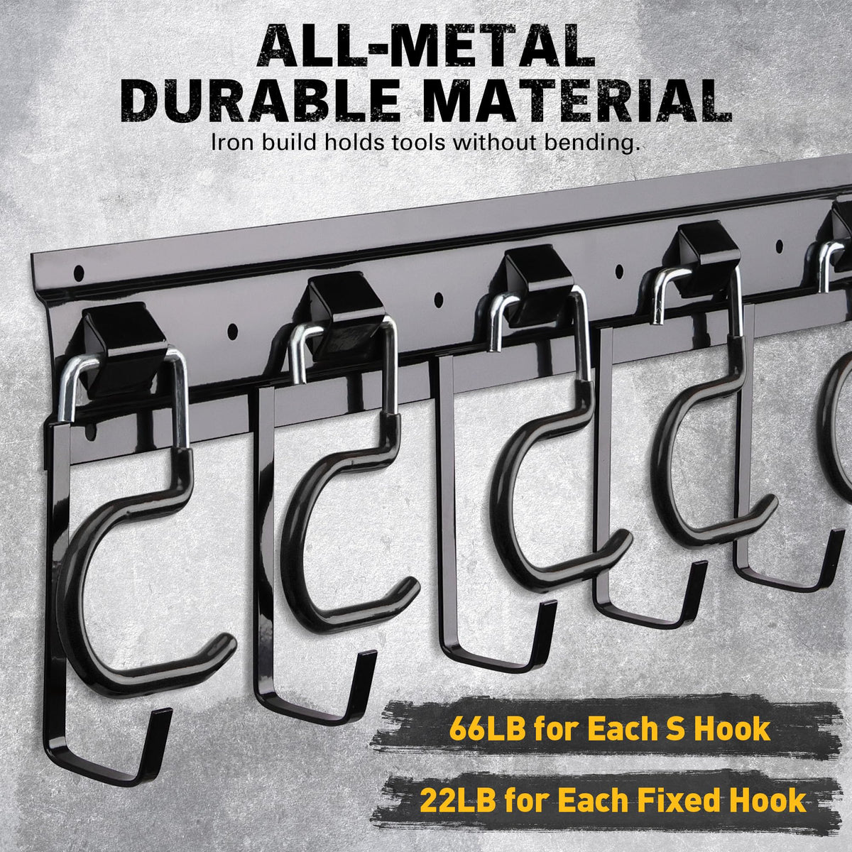 ELEAD 24 fixed metal hooks for mops and brooms.