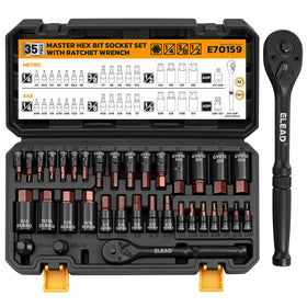 ELEAD 35-piece hex bit sockets set with 1-4 inch drive for versatile automotive work