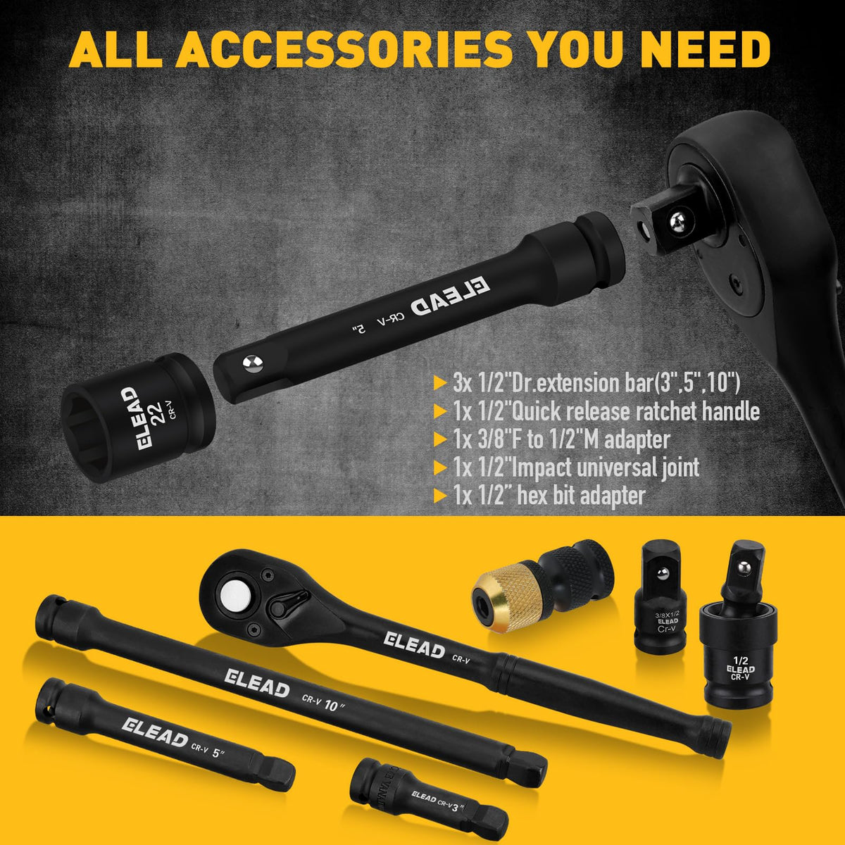 ELEAD 38-to-12 quick-release adapter connects tools quickly