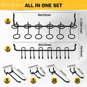 ELEAD 3x extra-thick hooks closeup reveals durable steel for secure tool hanging.
