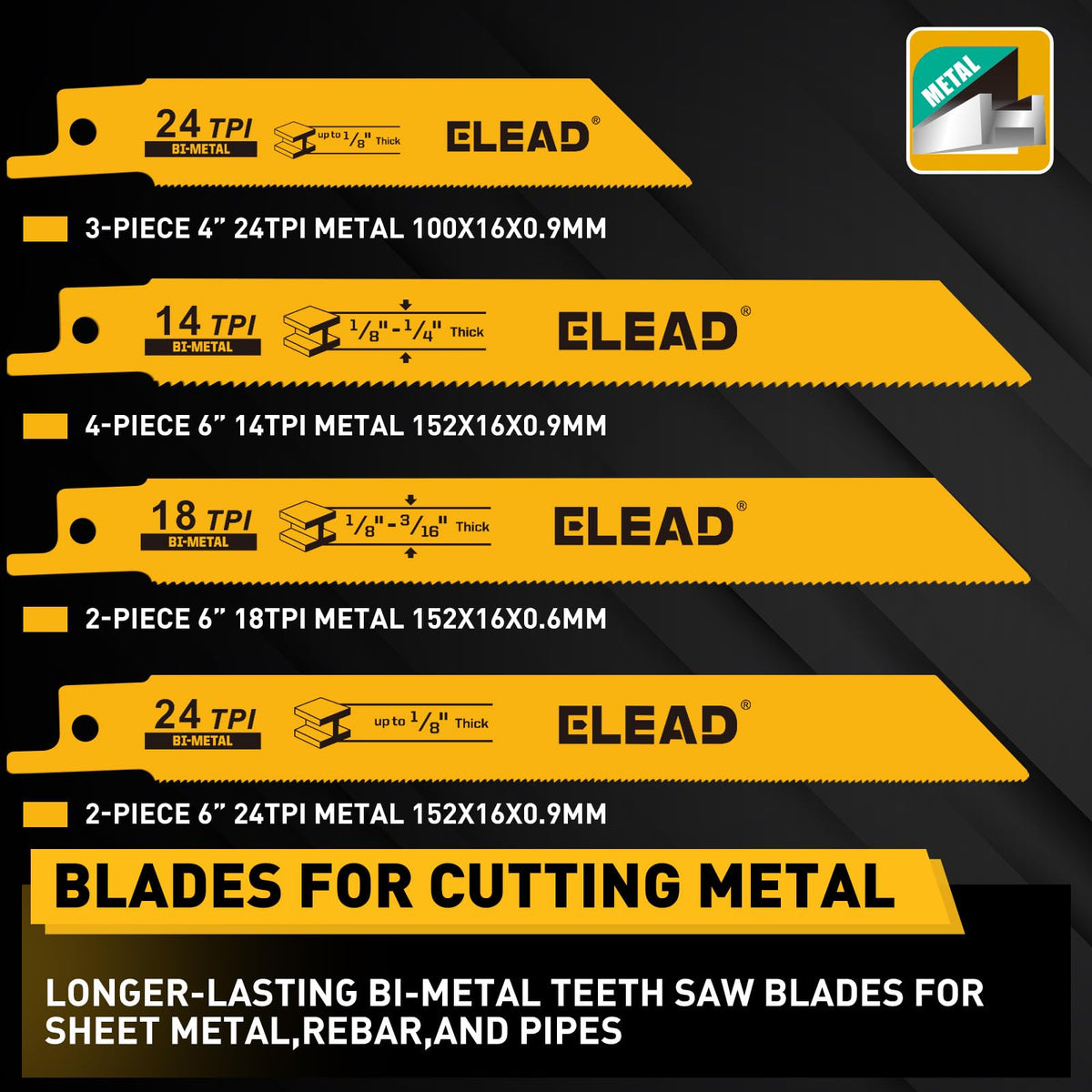 ELEAD 4-inch blades ideal for wood and metal tasks.