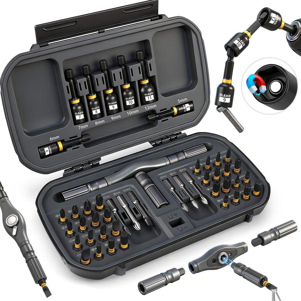 ELEAD 46in1 magnetic ratchet screwdriver set case helps quick projects and organized storage