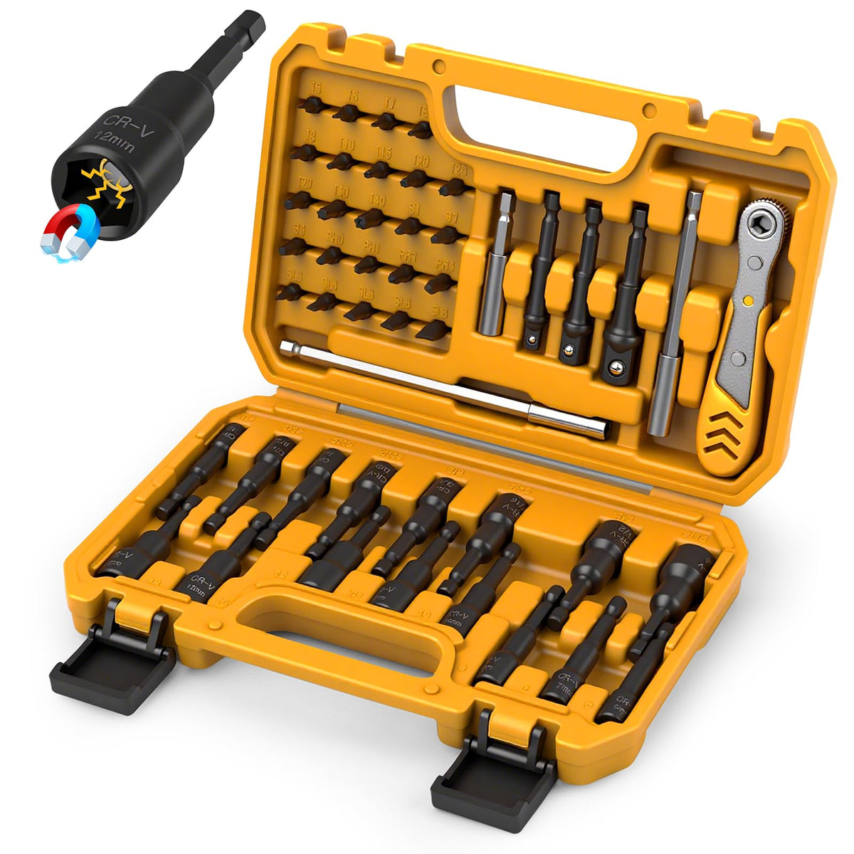 ELEAD 47-piece magnetic nut driver set with secure retention for tough jobs.