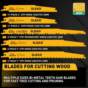 ELEAD 6-inch bi-metal blades deliver durable cuts in metal and wood.