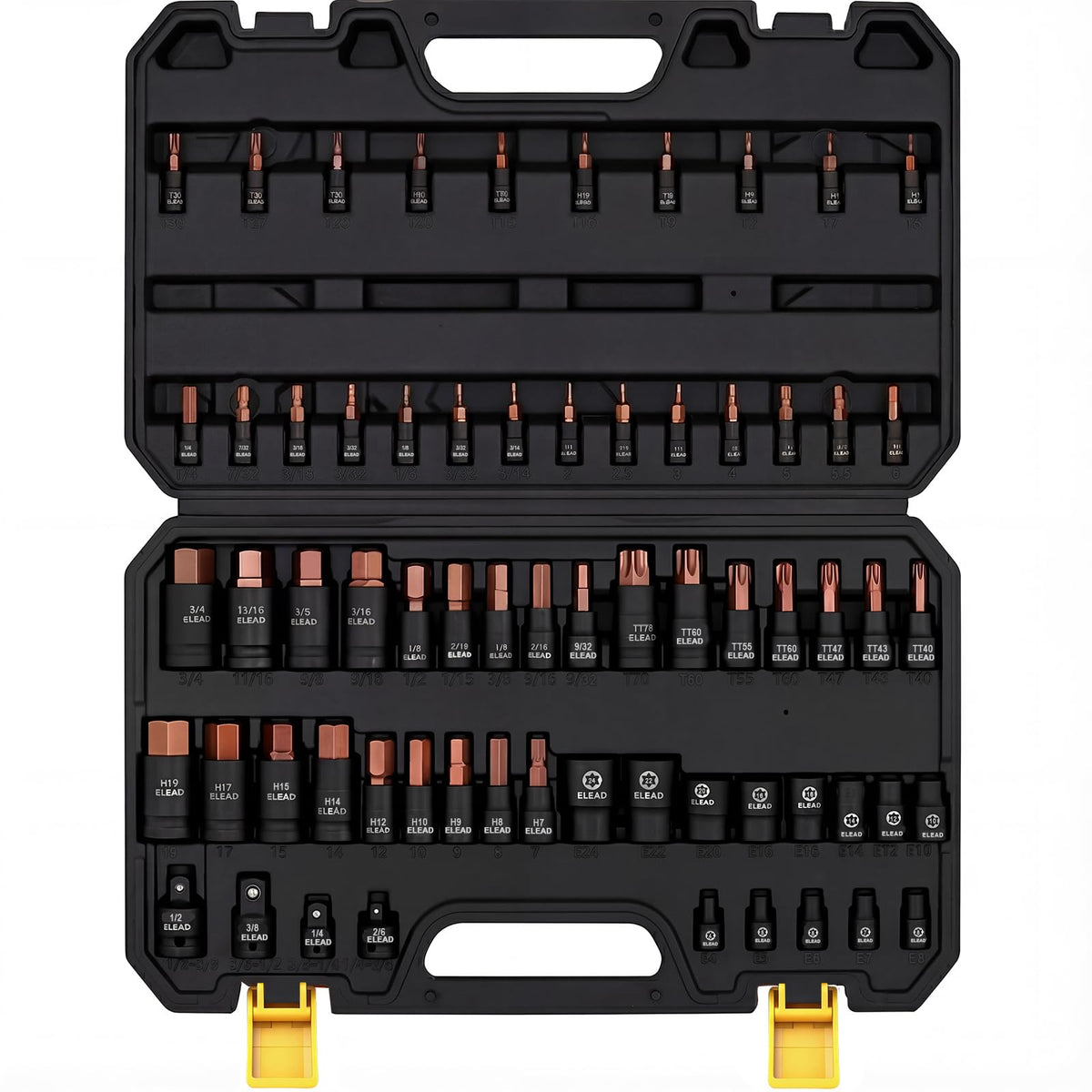 ELEAD 66-piece torx bit socket set case for easy transport and quick access.
