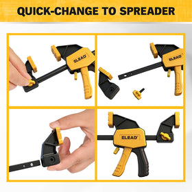 ELEAD dual-function clamps feature a heavy-duty steel rail for reliable grip.