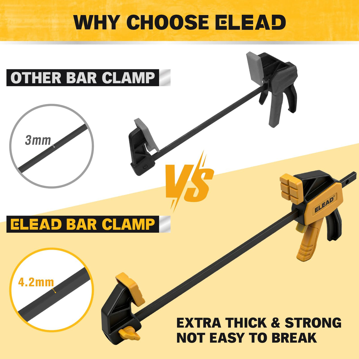 Non-slip pads protect delicate woods during clamping with ELEAD clamps.
