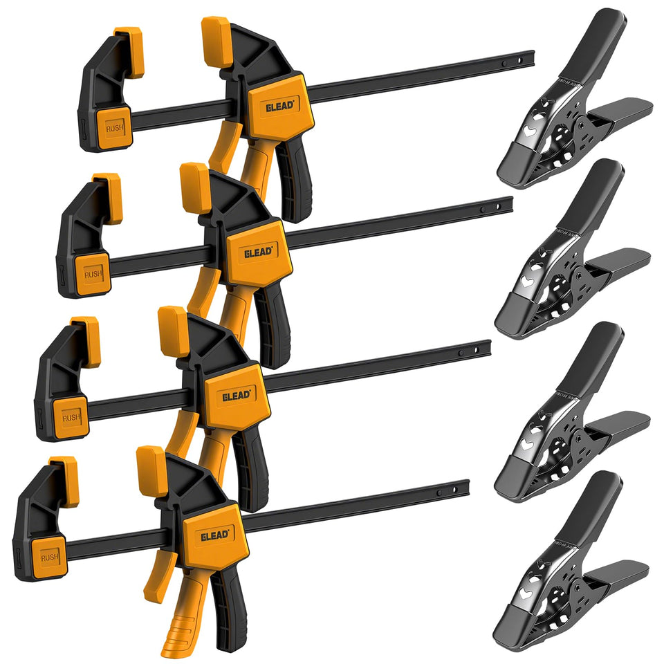 ELEAD 8-piece bar clamps pack shot showing versatile woodworking clamps for secure joints