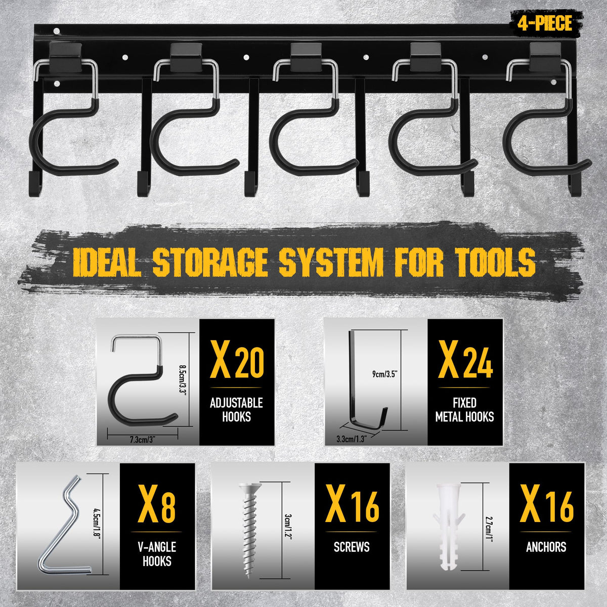 ELEAD 8 V-angle hooks offer flexible tool placement.