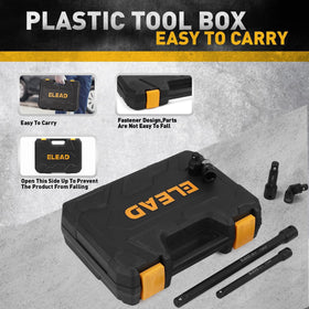ELEAD blow-molded storage case keeps tools organized for garage or on-the-go jobs.