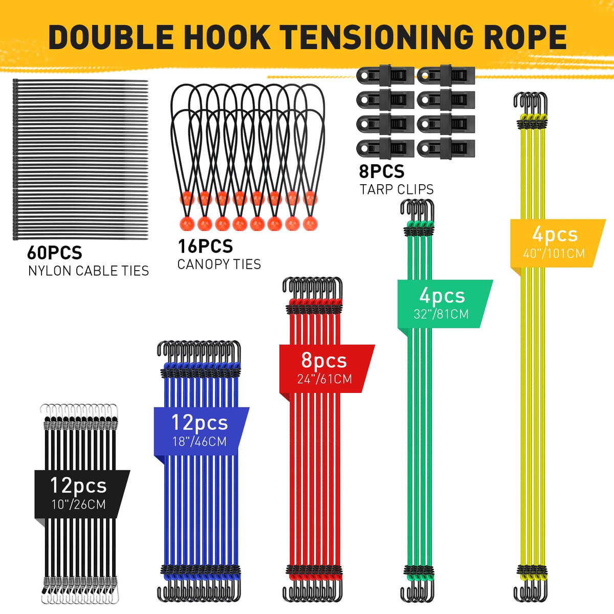 ELEAD 10-inch bungee cord with hooks for secure cargo on the go.