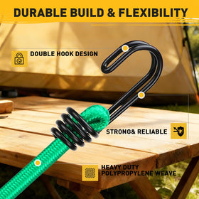 ELEAD 24inch bungee cords with vinyl-coated hooks resist scratches.