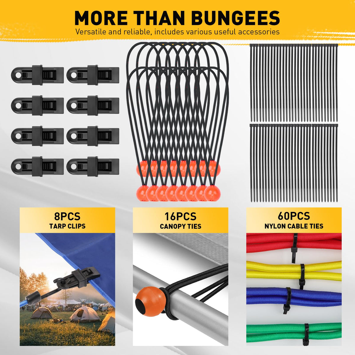 ELEAD 32-inch bungee cord with hooks for larger loads and camping setups.